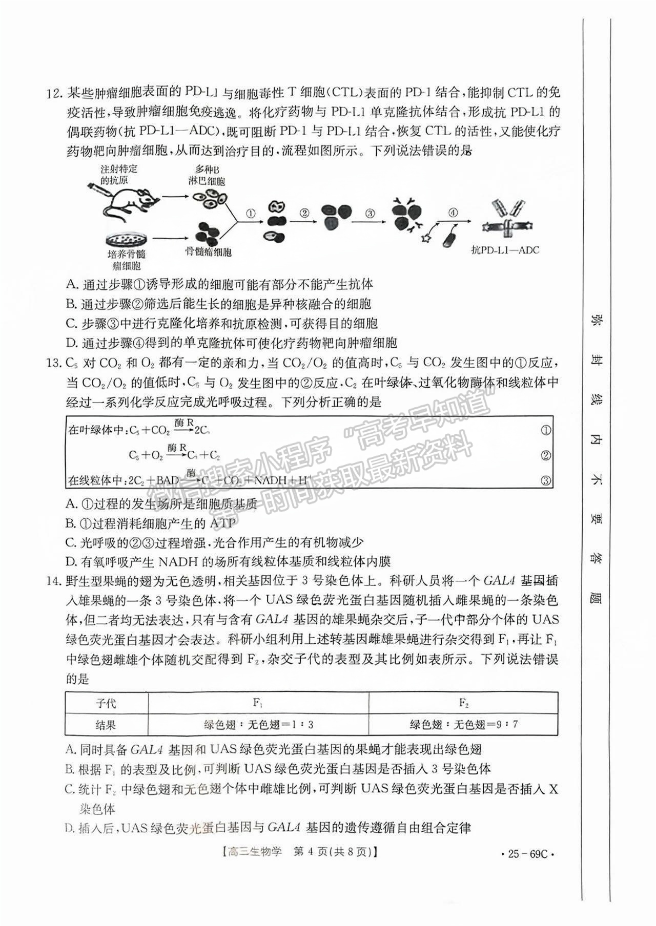 2025广东高三10.28大联考生物试题及参考答案