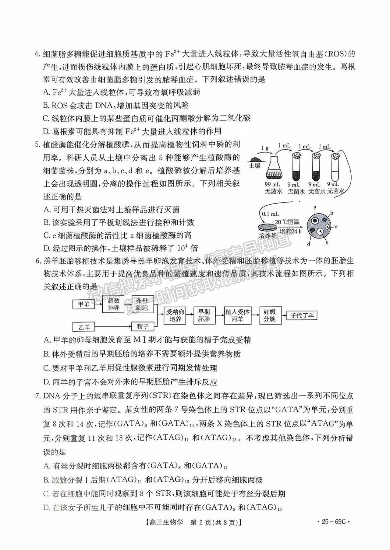 2025广东高三10.28大联考生物试题及参考答案