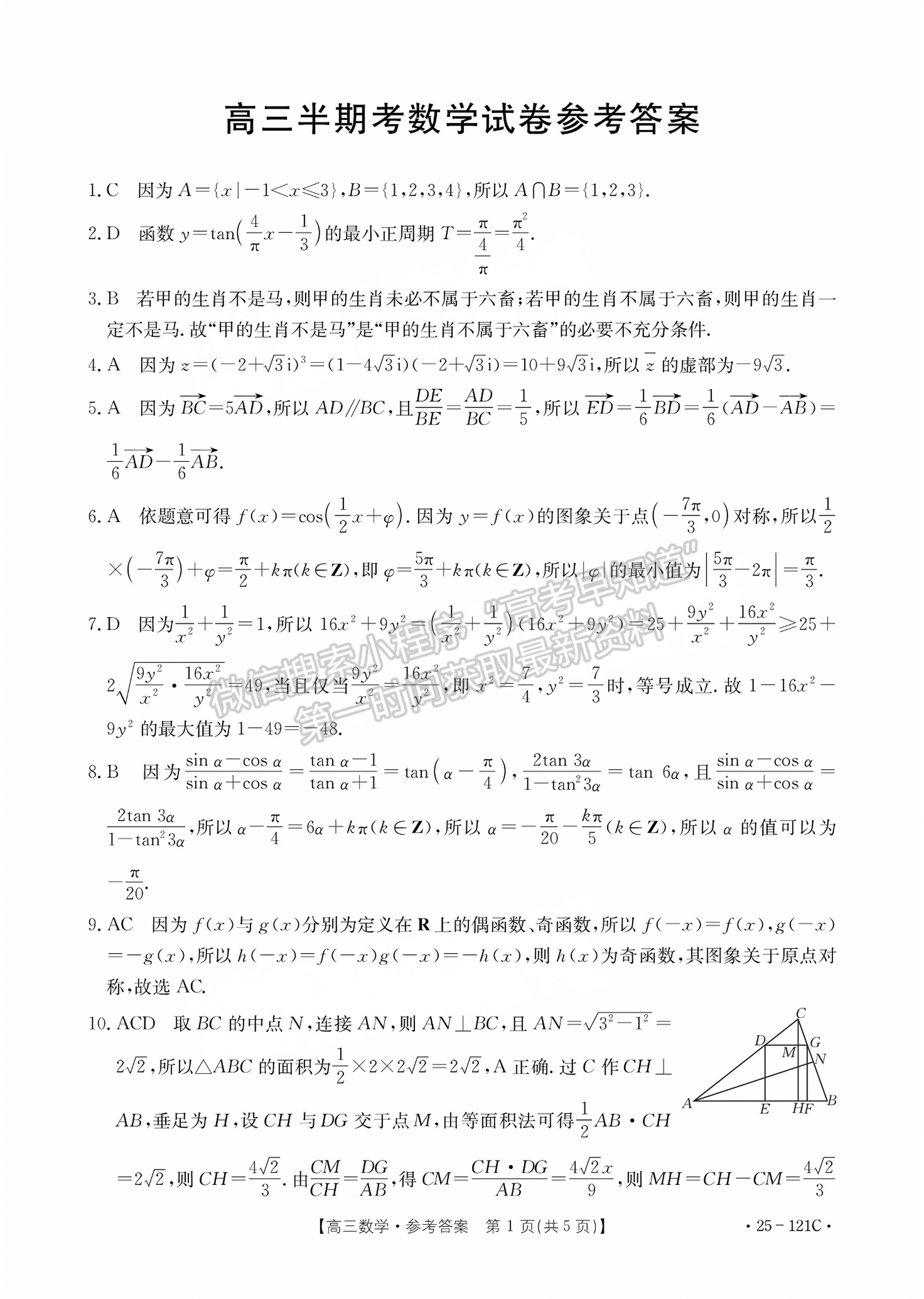 2025漳州高三大聯(lián)考數(shù)學試題及參考答案