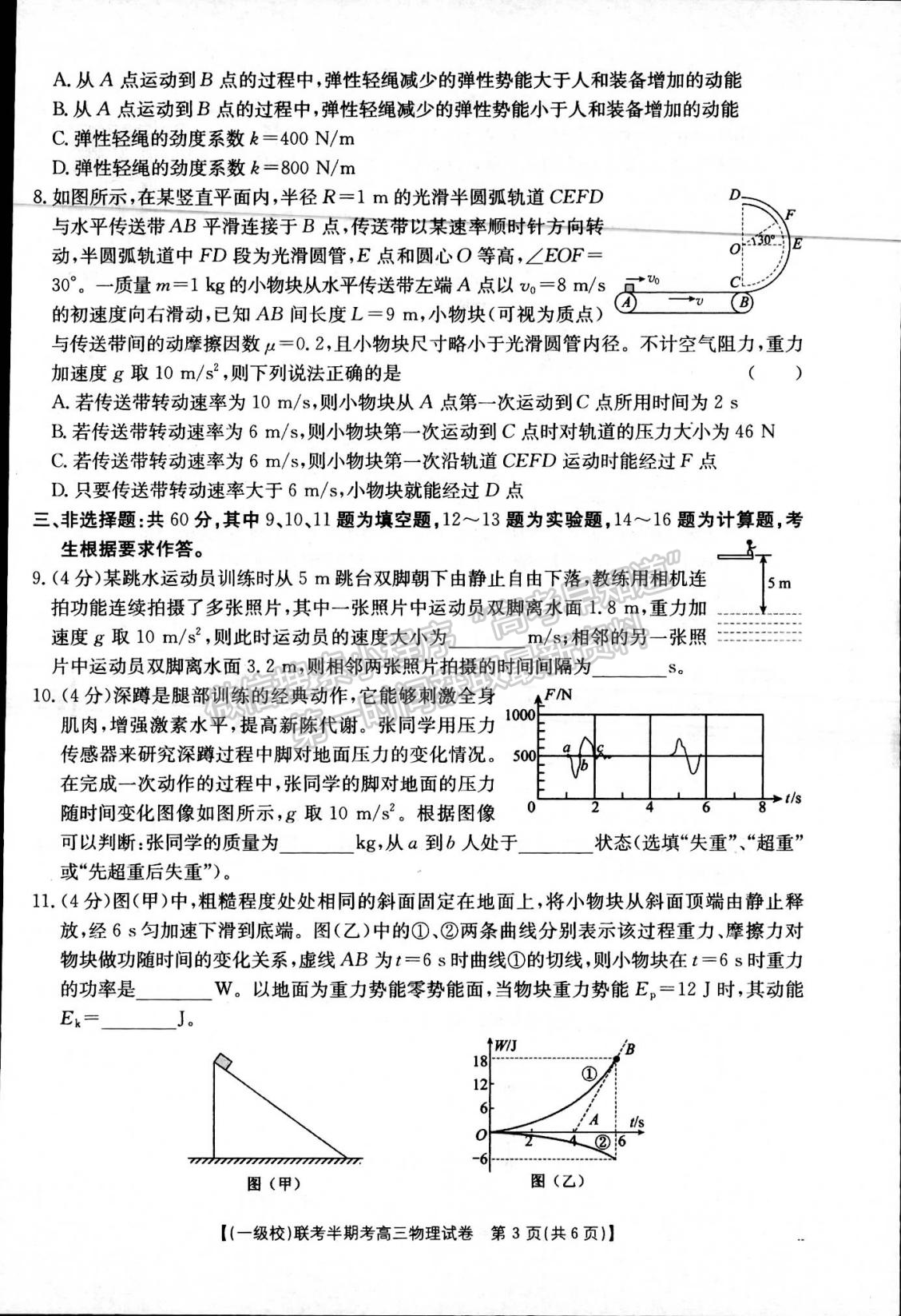 2025屆福建省龍巖市高三上學(xué)期期中聯(lián)考物理試題及參考答案