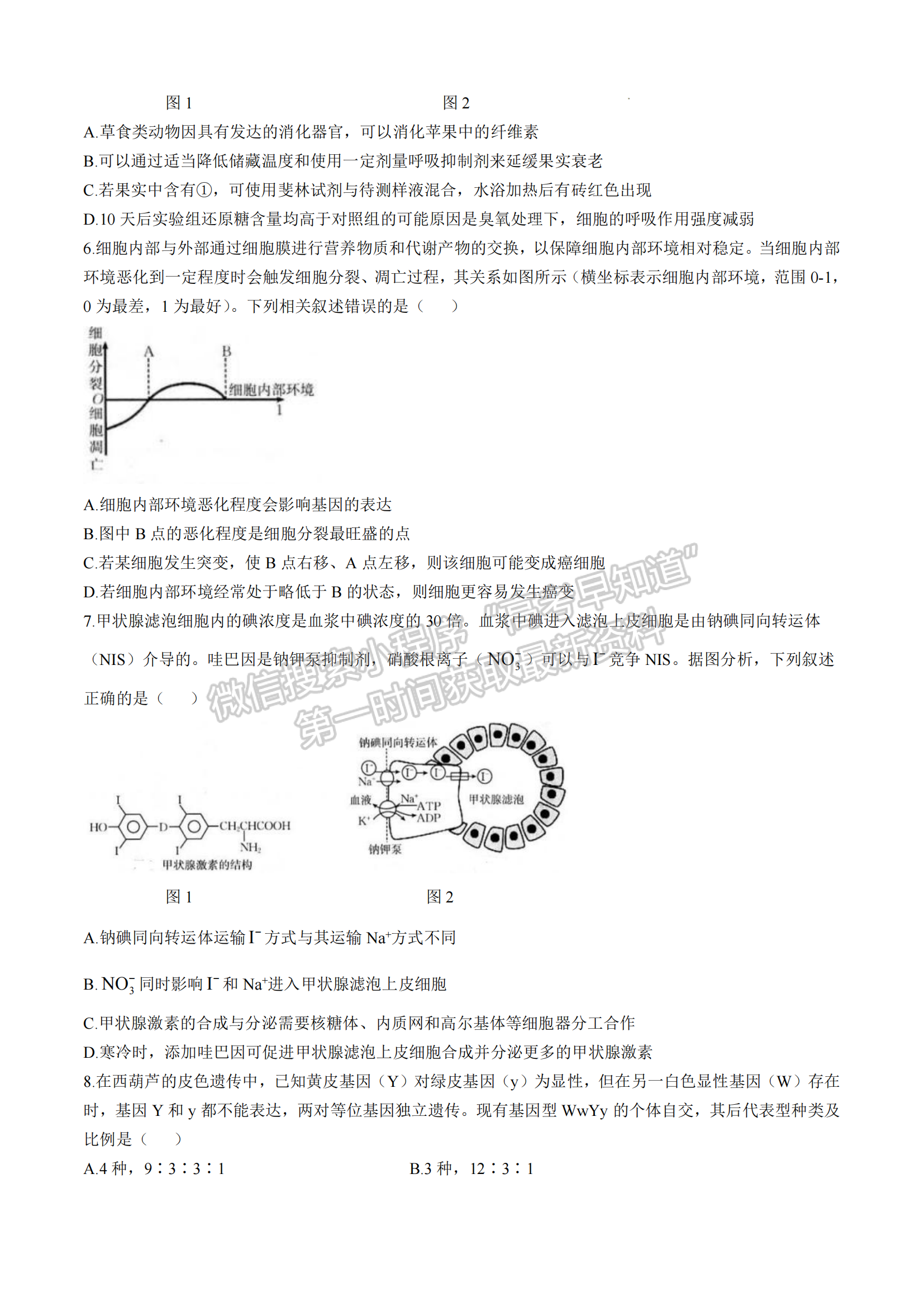 2025届福建省龙岩市高三上学期期中联考生物试题及参考答案