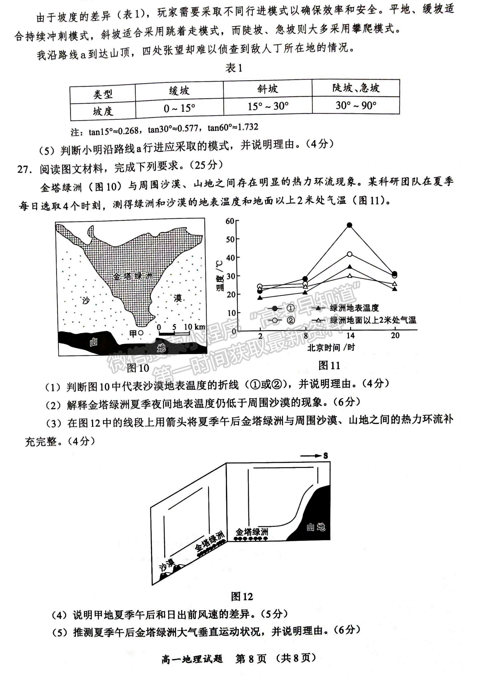 厦门市2024-2025学年度第一学期高一年级期末质量检测地理试卷及参考答案