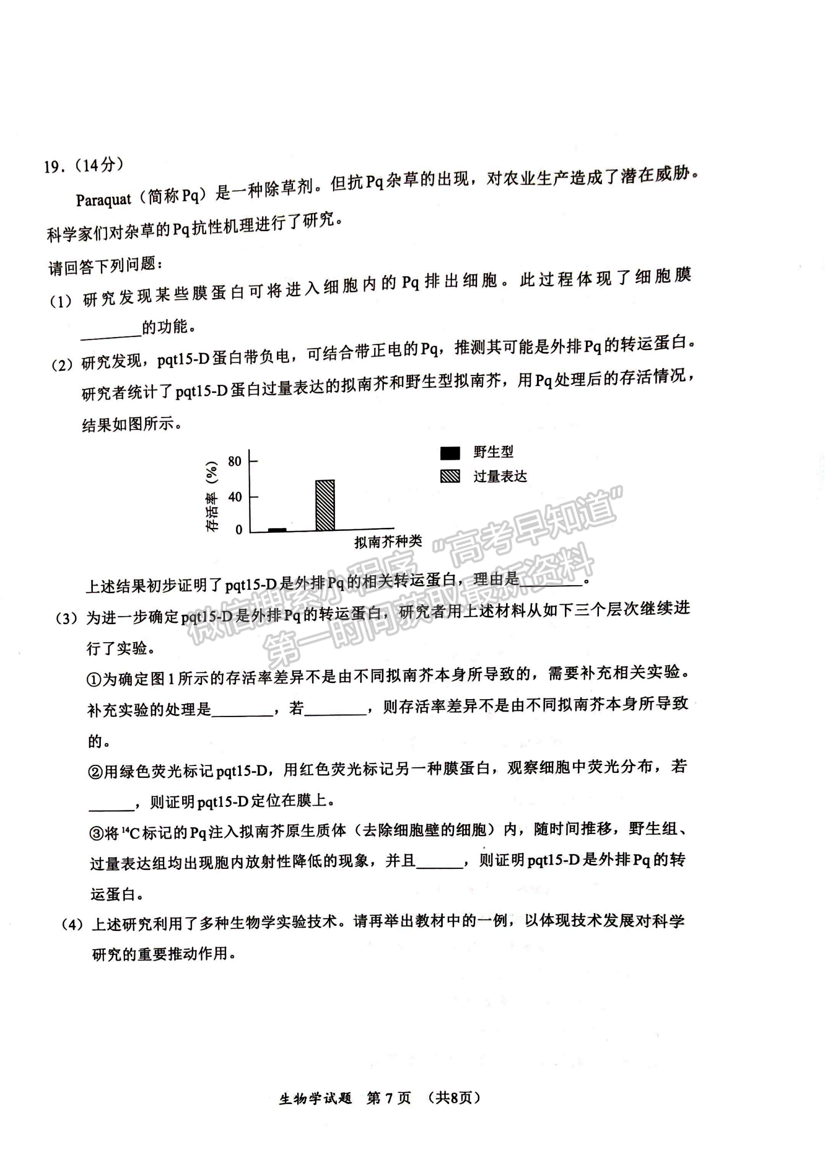 厦门市2024-2025学年度第一学期高一年级期末质量检测生物试卷及参考答案